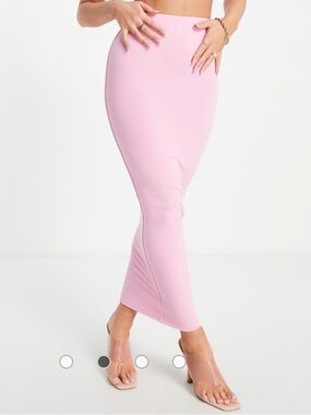 Naked Wardrobe Snatched Double Layered Pink Barbiecore Bodycon Midi Skirt L NWT